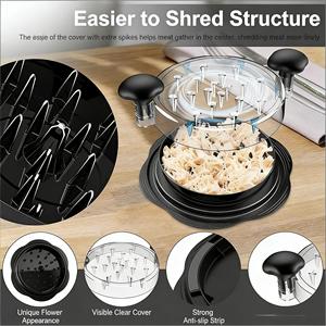 Outil professionnel pour déchiqueter la viande de <span class=keywords><strong>poulet</strong></span>, grande base antidérapante avec pince et brosse pour cuisine, tacos, salades - Product Image 6