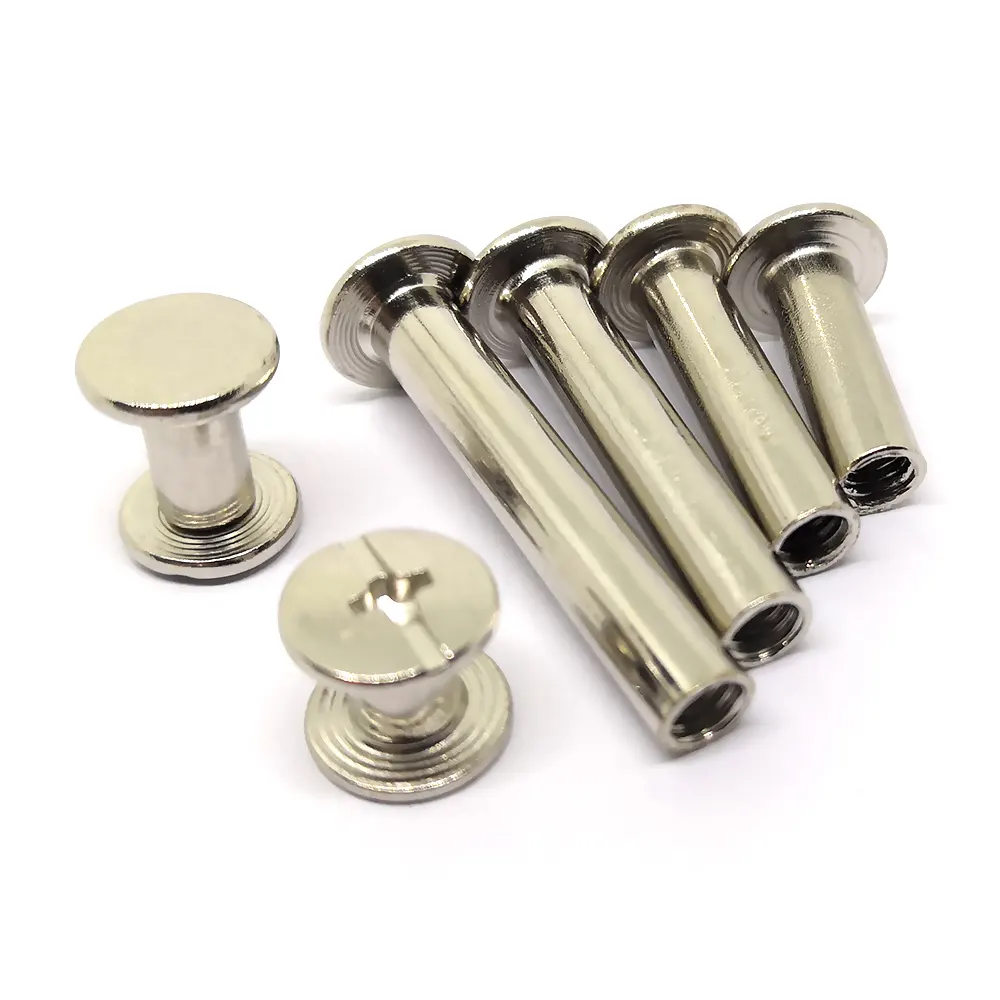 Hot Selling Nickel Plated Account Books Screw,Snap Rivet Chicago Screw,Brass Male And Female Book Binding Screws