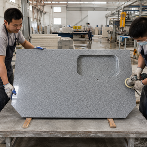 Encimera Prefabricada de Granito Gris, Superficie de Trabajo de Piedra Natural para Baño y Cocina, Cortada a Medida, Pulida - Product Image 5