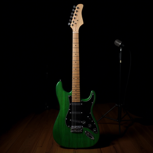 Guitarra Eléctrica St, Cuello de Arce Lacado Verde, 6 Cuerdas, Pastillas SSS, Modelo para Principiantes - Product Image 2