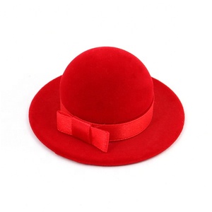 Unique Women Hat Shape Jewelry Box Wholesale Velvet Ring Packaging Red Flocking <strong>Earrings</strong> <strong>Case</strong> - Product Image 3