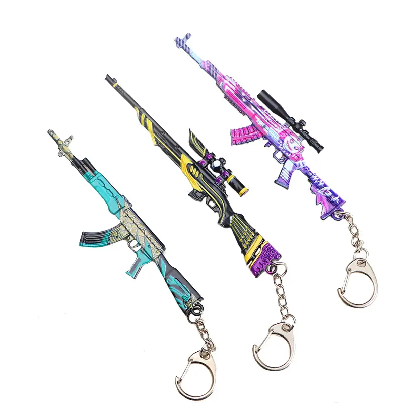 Manufacture Cartoon Game 98K AWM AKM M24 Mini Gun Alloy Pendant Keychains Car Key Chain