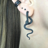 Boucles d'oreilles serpent détachables de style bohême européen et américain Nouveaux bijoux en alliage exagérés à la mode pour femmes