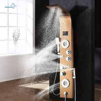 Robinet de bain-douche LED panneau de douche, mitigeur de bain-douche à affichage numérique en acier inoxydable, tour de douche