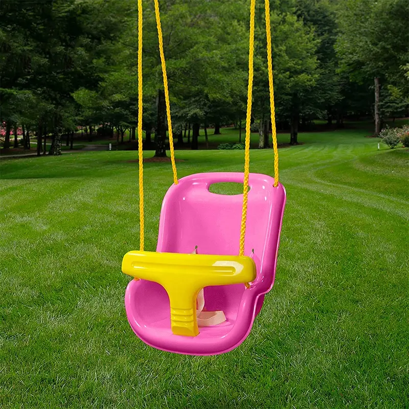 Baby im Freien innen modern hoher Rücken Kunststoff Kleinkind-Schaukel Seilschaukel mit T-Stiel und Sicherheitsseil