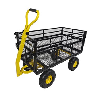 Garden Car Double Layer <b>Folding</b> Steel Mesh Cart 96x51cm 900lb Capacity Four Wheel Transport <b>Trailer</b> - Product Image 5