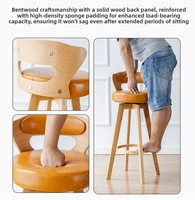 Tabouret de bar moderne du milieu du siècle pivotant rembourré en cuir PU avec dossier pour bar à domicile, îlot de cuisine, restaurant et utilisation en extérieur