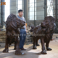 Statues de lion en laiton grandeur nature pour l'artisanat en métal à vendre sculpture de lion en bronze pour l'entrée de la porte d'entrée