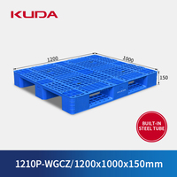 KUDA 1210P-WGCZ Palettes en plastique avec tube en acier intégré, stockage industriel, palettes résistantes à la charge et à l'humidité 1200x1000x150mm