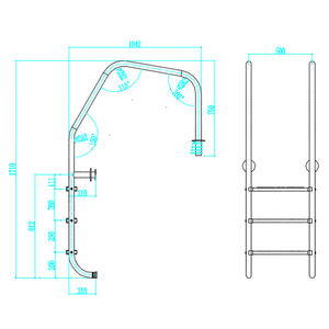 Échelle de <span class=keywords><strong>piscine</strong></span> Water Faery OF Series, 2 à 6 marches réglables, acier inoxydable 304 316, antidérapante, robuste, pour piscines profondes - Product Image 2