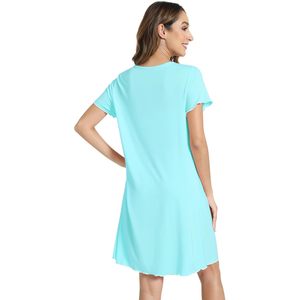 Pyjama en bambou RTS pour femmes, robe de nuit en viscose de bambou, manches courtes, col en V, longueur genoux, tissu doux et respirant, vêtements d'été - Product Image 3