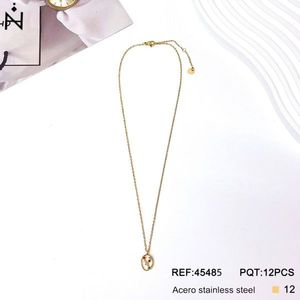 Collana in acciaio inossidabile con pendente con diamanti per donna, gioielli alla moda, 12 pezzi, catena in acciaio color oro, ciondolo a cuore 45485 - Product Image 3