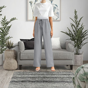 Pantalones Casuales de Verano para Mujer, Ligeros, de Cintura Media, Elásticos, Holgados, de Pierna Ancha, Frente Plano, Antipilling, Estilo Palazzo para Playa y Descanso - Product Image 3