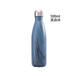 2026 Luxury Wood Grain Marble Pattern Water Bottle Wholesale Custom Logo Stainless Steel Vacuum Insulated Cola Shape Flask Mug - Product Image 6