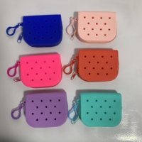 Dompet koin silikon mini berlubang warna-warni dengan gantungan kunci untuk koin, earbud, dan aksesoris kecil lainnya