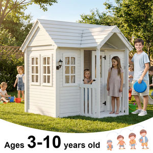 Moderno Set di Altalene da Esterno Casetta Giochi da Giardino Impermeabile in Legno per Bambini con Fioriere - Product Image 5