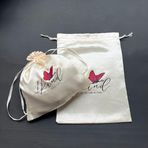 Custom Full Color Printed Satin <b>Drawstring</b> Bags - Luxury Butterfly Print Satin <b>Pouches</b> for Jewelry & Gifts - Product Image 2