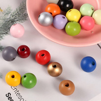 Perles rondes en bois de lotus coloré de 12-20 mm, grand trou, pour la fabrication de bijoux DIY, perles d'espacement, vente en gros pour vêtements
