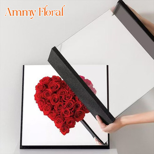 Caja de acrílico rosa con forma de corazón de flor eterna Ammy, caja de regalo para el Día de San Valentín, embalaje de flores, caja vacía - Product Image 3