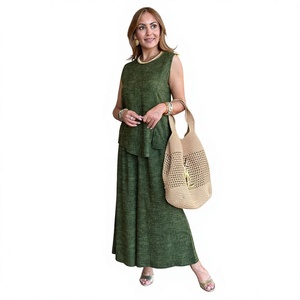 Vestido Elegante para Mujer, Estampado Floral Abstracto, Largo hasta la Rodilla, Cintura Alta, Cómodo para Uso Diario, Silueta Relajada, Ideal para Vacaciones - Product Image 1