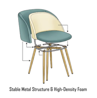 Chaise de salle à manger en velours à dossier carré avec pieds durables, fauteuil de luxe pour la restauration, vente en gros OEM