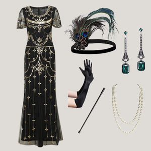<span class=keywords><strong>Robe</strong></span> de soirée Charleston vintage style années <span class=keywords><strong>20</strong></span>, inspirée de La Grande Guerre Gatsby, pour soirée de gala ou bal - Product Image 6