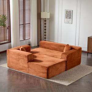Compression Sectional Convertible Set Comfy Chaise Boneless Square Shape <b>Sofa</b> Deep Seat Minimalist Modular <b>Sleeper</b> Living Room - Product Image 5
