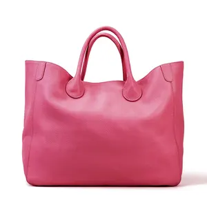 100% Full Grain Cowhide Handbag Custom Women Luxury Genuine Real Leather Tote Shopping Bag for Lady Large Capacity Travelling