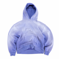 Sweat à capuche unisexe en coton 100% de haute qualité, tricot gaufré épais délavé à l'acide, style streetwear pour homme