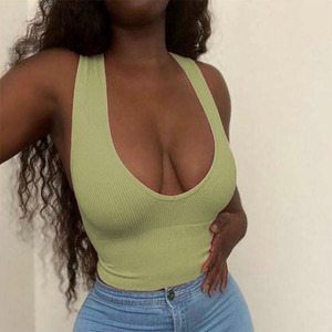 Oferta de Verano: Camiseta sin Mangas con Cuello en V, Transpirable, Cómoda, Sexy, de Color Sólido, para Mujer, Estilo Casual - Product Image 5