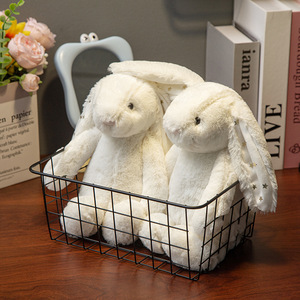 Coniglietto di Pasqua Bianco Avorio 30cm, Peluche Super Morbido con Orecchie Lunghe e Stampa a Stelle, Giocattolo Antistress per Bambini e Bambine - Product Image 6