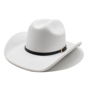 Chapeaux <span class=keywords><strong>de</strong></span> cowboy en feutre noir <span class=keywords><strong>de</strong></span> décoration occidentale à la mode <span class=keywords><strong>de</strong></span> haute qualité en gros Chapeau <span class=keywords><strong>de</strong></span> cowgirl unisexe à boucle <span class=keywords><strong>de</strong></span> ceinture - Product Image 4