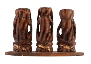 Sculpture artisanale en bois des Trois Singes Sages, décoration traditionnelle sculptée pour la maison, ornement de table d'intérieur, pièce d'art pour le salon - Product Image 5