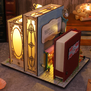 Kit de Madera para Armar Manualmente, Decoración para Libros con Diseño de Cafetería Europea, Miniatura de <span class=keywords><strong>Casa</strong></span> de Muñecas con Luz LED - Product Image 2