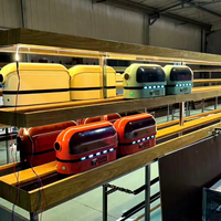 Robot de livraison alimentaire sur rail, forme capsule avec couvercle rabattable, anti-poussière, 1 ou 2 niveaux, pour restaurant de hot pot et de sushi