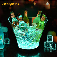 Seau à glace en cristal en gros, pour la maison, les fêtes, les bars, les KTV, seau à glace à champagne avec LED, seau à glace européen