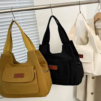 Nouveau sac en toile de créateur, couleur unie simple, grande capacité, sac à bandoulière, sac à main, sac fourre-tout avec poche zippée