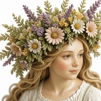 Figurine personnalisée grande couronne de fleurs d'été tenant un bouquet, service de fabrication OEM pour projet de cadeau de vacances