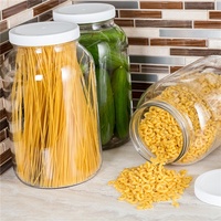 Pot en verre de 4 L (1 gallon) pour le stockage des aliments, des céréales, des cornichons et du chocolat, avec couvercle à vis