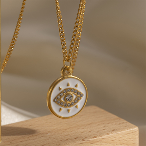 Impermeabile 18K oro PVD placcato argento in acciaio inox diamante zircone <span class=keywords><strong>diavolo</strong></span> occhio ciondolo collana di moda gioielli per le donne - Product Image 4