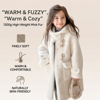 Manteau d'hiver en fausse fourrure de vison pour filles, mi-long, épais, avec boutons en corne, coupe ample, style coréen, 100-140 cm