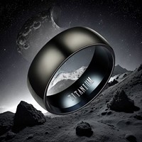 Bague en acier inoxydable noir bombée, finition brossée mate, bague unisexe pour couple, vente en gros
