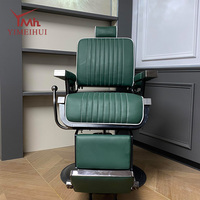 Fauteuil de salon en cuir vintage de haute qualité avec base hydraulique et décor rayé exquis pour salon de coiffure