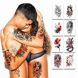 Autocollant de <span class=keywords><strong>tatouage</strong></span> temporaire imperméable pour homme à la mode pour <span class=keywords><strong>femme</strong></span>-Design <span class=keywords><strong>animal</strong></span> et fleur sexy, Art corporel non toxique - Product Image 1