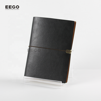 Journal classique en cuir à couverture souple noir A5 classeur à anneaux à feuilles mobiles personnalisé avec bande élastique