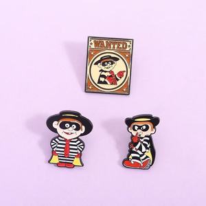 Dessin animé <span class=keywords><strong>Burger</strong></span> voleur rayé prison uniforme en alliage de Zinc pour broche Graduation cadeau pour les <span class=keywords><strong>amis</strong></span> - Product Image 3