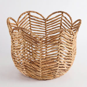 A Stylish Piece Perfect Home for <b>Artificial</b> <b>Plants</b> and Storage Elevate Styling Year-round With Water Hyacinth Scallop Basket - Product Image 4