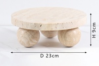 SAIDKOCC Nieuwe Chinese Stijl Natuurlijke Beige Travertijn Ronde Fruit Schaal Presentatieplateau Modern Geavanceerd Esthetisch Praktisch