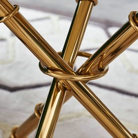 Vente directe d'usine Meubles de salon table d'appoint ronde en acier inoxydable doré avec plateau en verre trempé