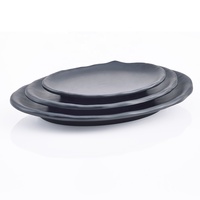 Vaisselle de restaurant japonais commerciale incassable assiettes à sushi ovales noires en plastique de 8 pouces
